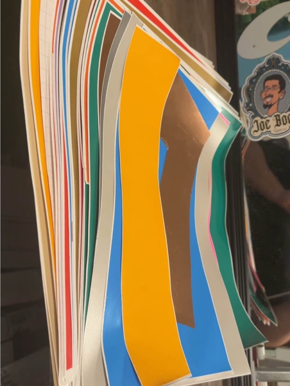Assorted Party Vinyl Sticker Sheets in Yellow, Blue, Green, Silver, Brown